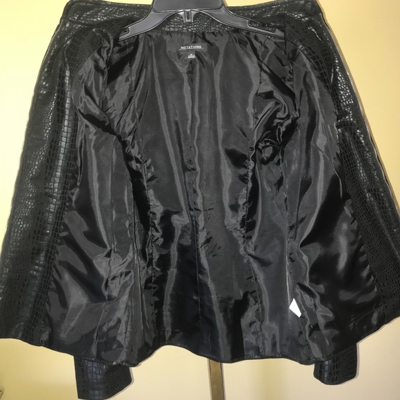 Notations Black Vegan Faux Leather Reptile Zip Front Jacket Medium - Picture 5 of 6